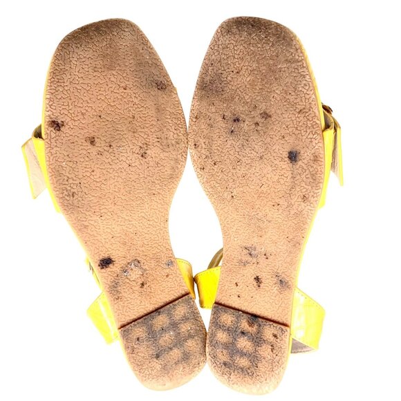 Yellow Bks Dallis Sandals Size 8 Buckle Straps Croc-Embossed Ankle Wrap Resort - Picture 7 of 10